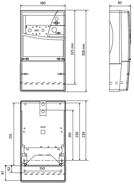 Actaris SL7000 Smart Габаритные размеры счетчика