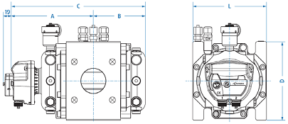 ACTARIS (ITRON) Серия DELTA 2050, 2080 и 2100 габаритные размеры