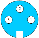 Разъем 3-х пин. ВЧ. Вид с тыльной стороны счетчик DELTA ACTARIS (ITRON) 